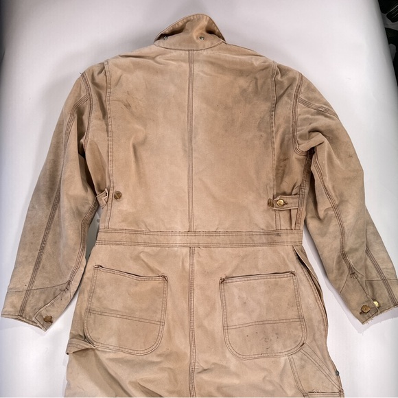 Carhartt Mens Coveralls Vintage Duck Canvas Insulated Tan 44R - Picture 11 of 16